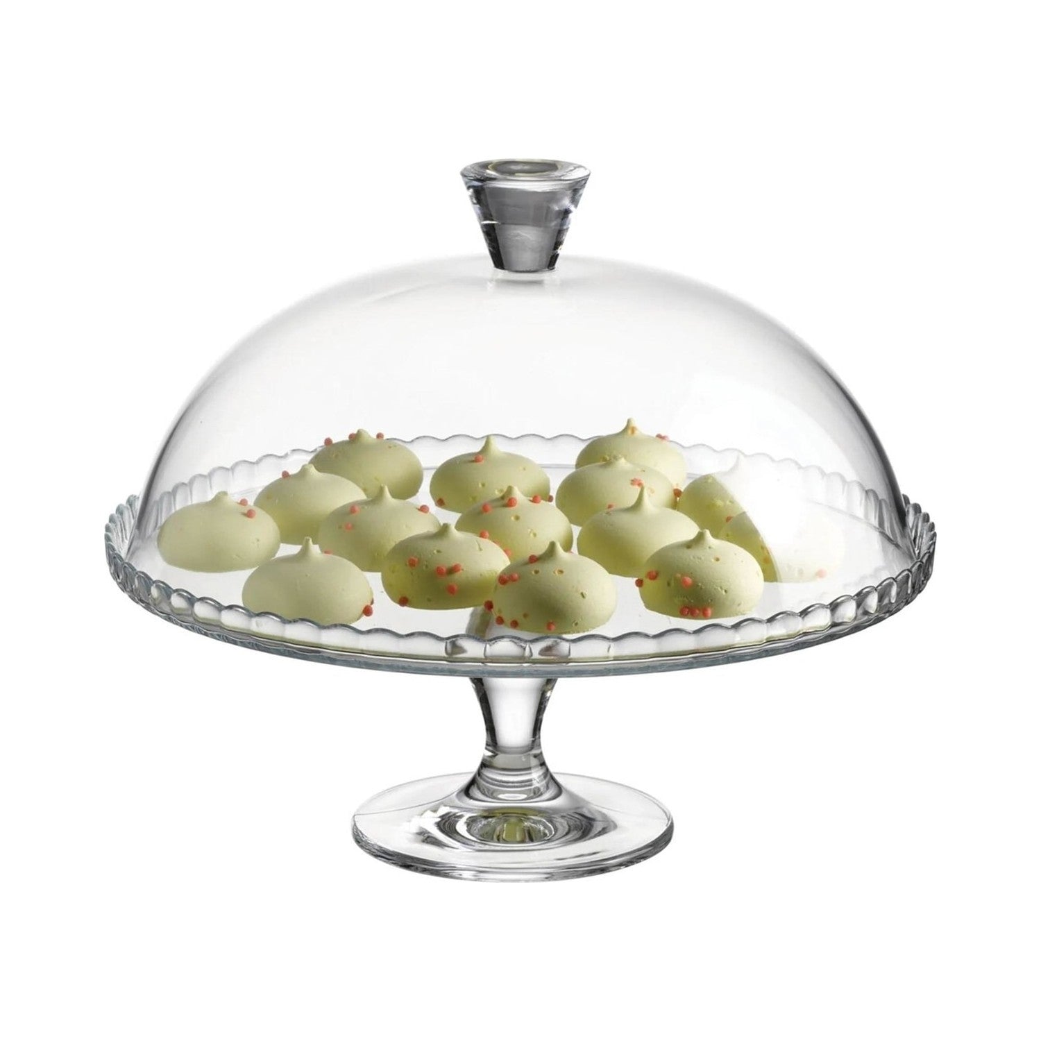 Pasabahce Patisserie Serviertablett Tortenplatte mit Fuß und Glashaube