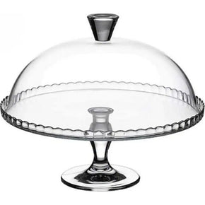 Pasabahce Patisserie Serviertablett Tortenplatte mit Fuß und Glashaube