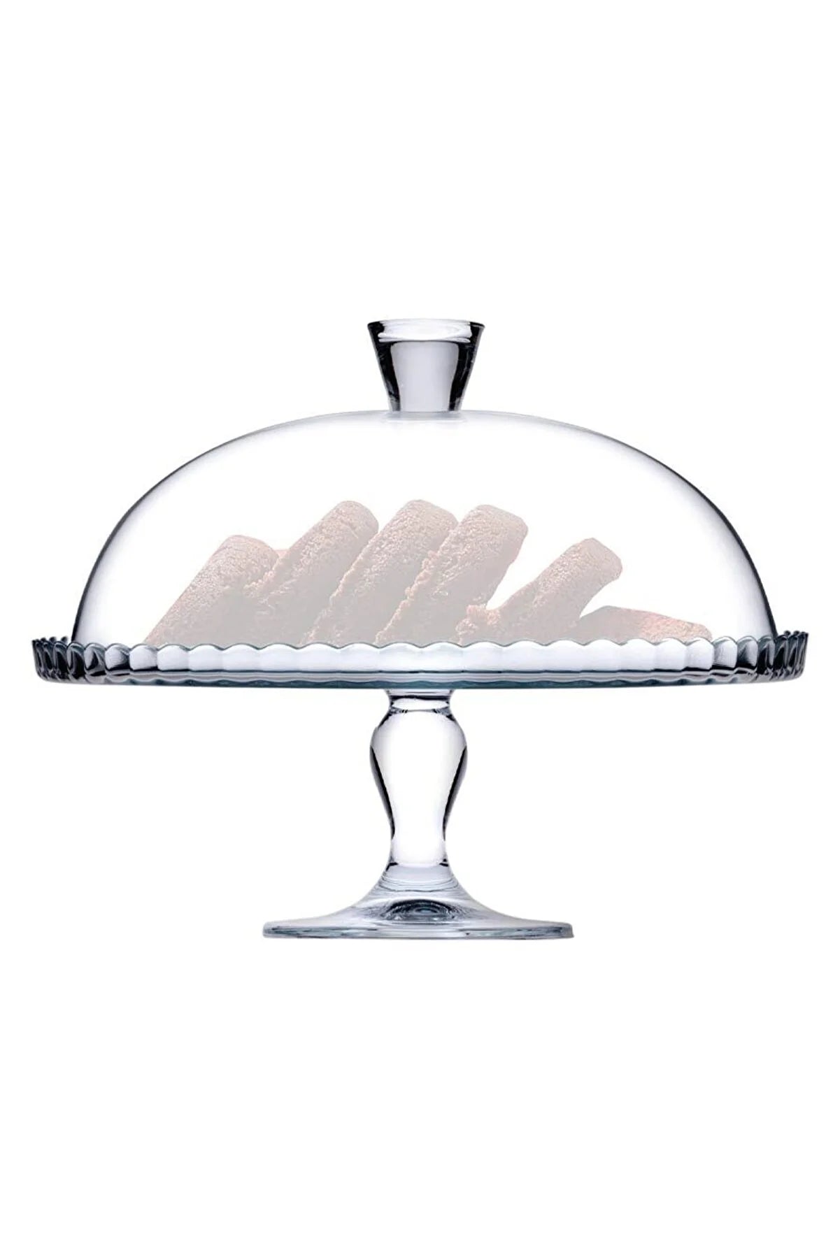 Pasabahce Patisserie Serviertablett Tortenplatte mit Fuß und Glashaube