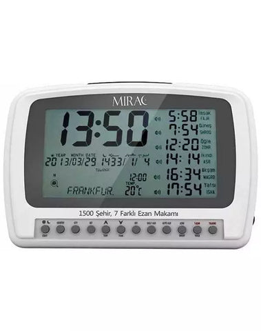 Mirac Ezan Uhr, Gebetszeiten-Wecker - mit 2000 Städte Azan Zeiten & Weltzeiten