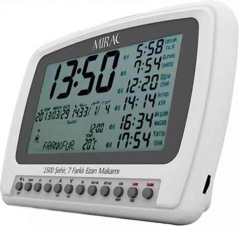 Mirac Ezan Uhr, Gebetszeiten-Wecker - mit 2000 Städte Azan Zeiten & Weltzeiten